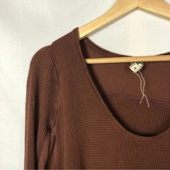 Free People We the Free Malibu Mauve Brown Thermal Swing Top XS - Picture 4 of 4